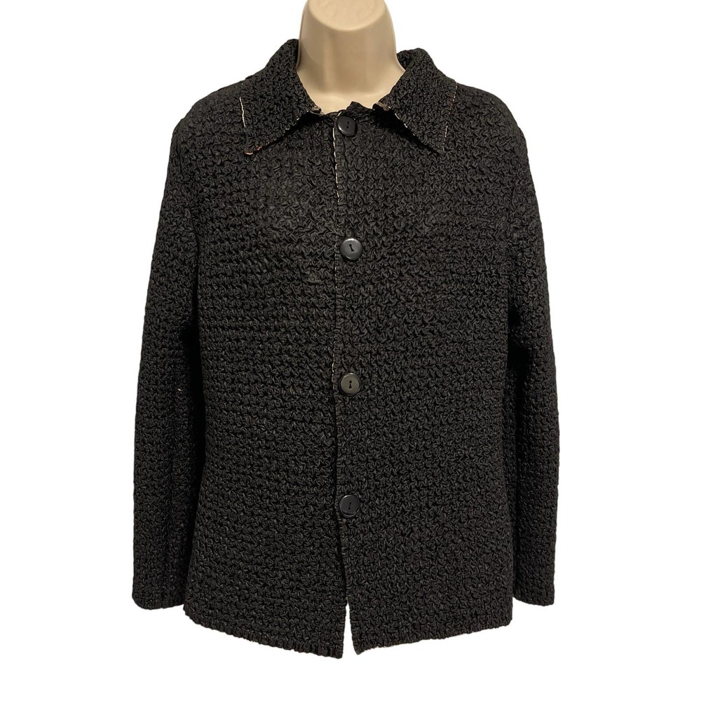 Analogy Crinkle Mixed Animal Print/Black Reversible Jacket XL‎ Preowned